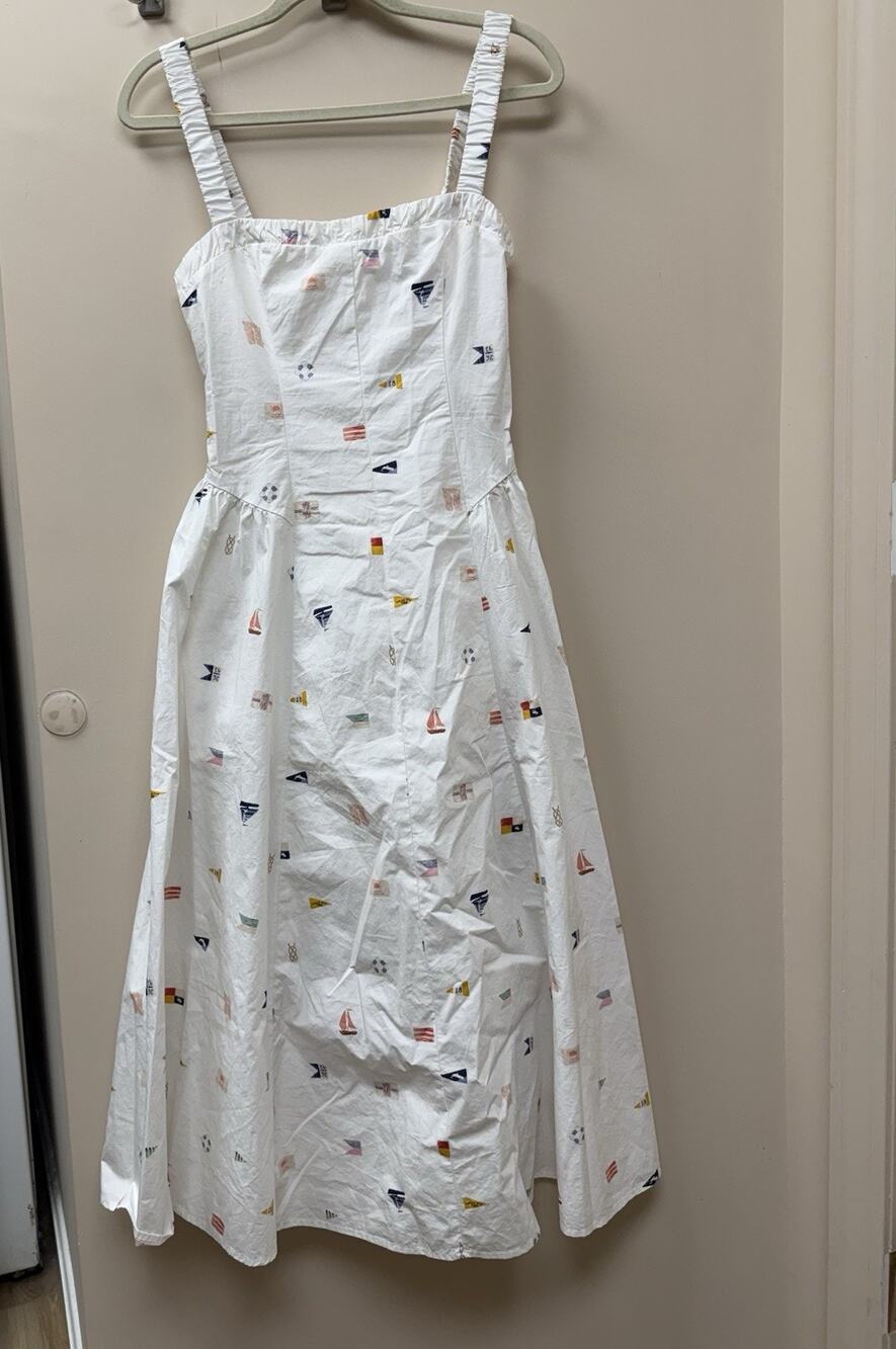 100% Cotton Ruched Neckline Dipped Waist Midi Dress by Abercrombie & fitch sm/sp